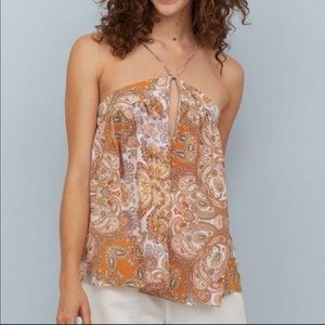 NWOT H&M Orange and Brown Paisley Top